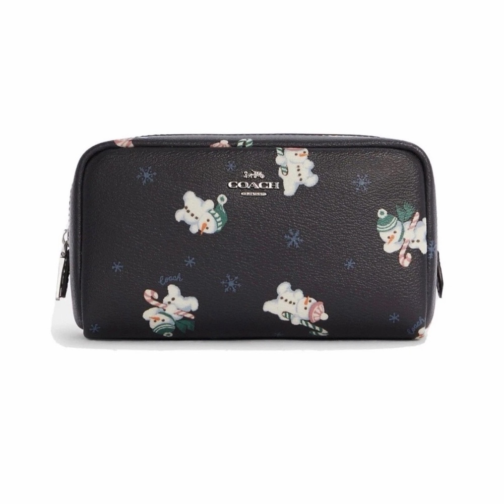 Coach Black Pouch with Snowman Design